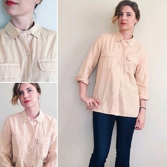 Madewell Tomboy Button Down Shirt Soft Peach NWT - Picture 3 of 9